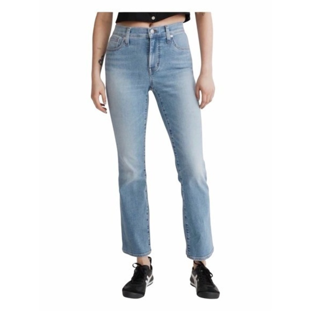 Madewell‎ Kick Out Crop Jeans Mid Rise Raw Hem Light Wash Denim Size 27